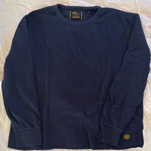 Todd Snyder Deep Blue Thermal Waffle Knit Long Sleeve Tee